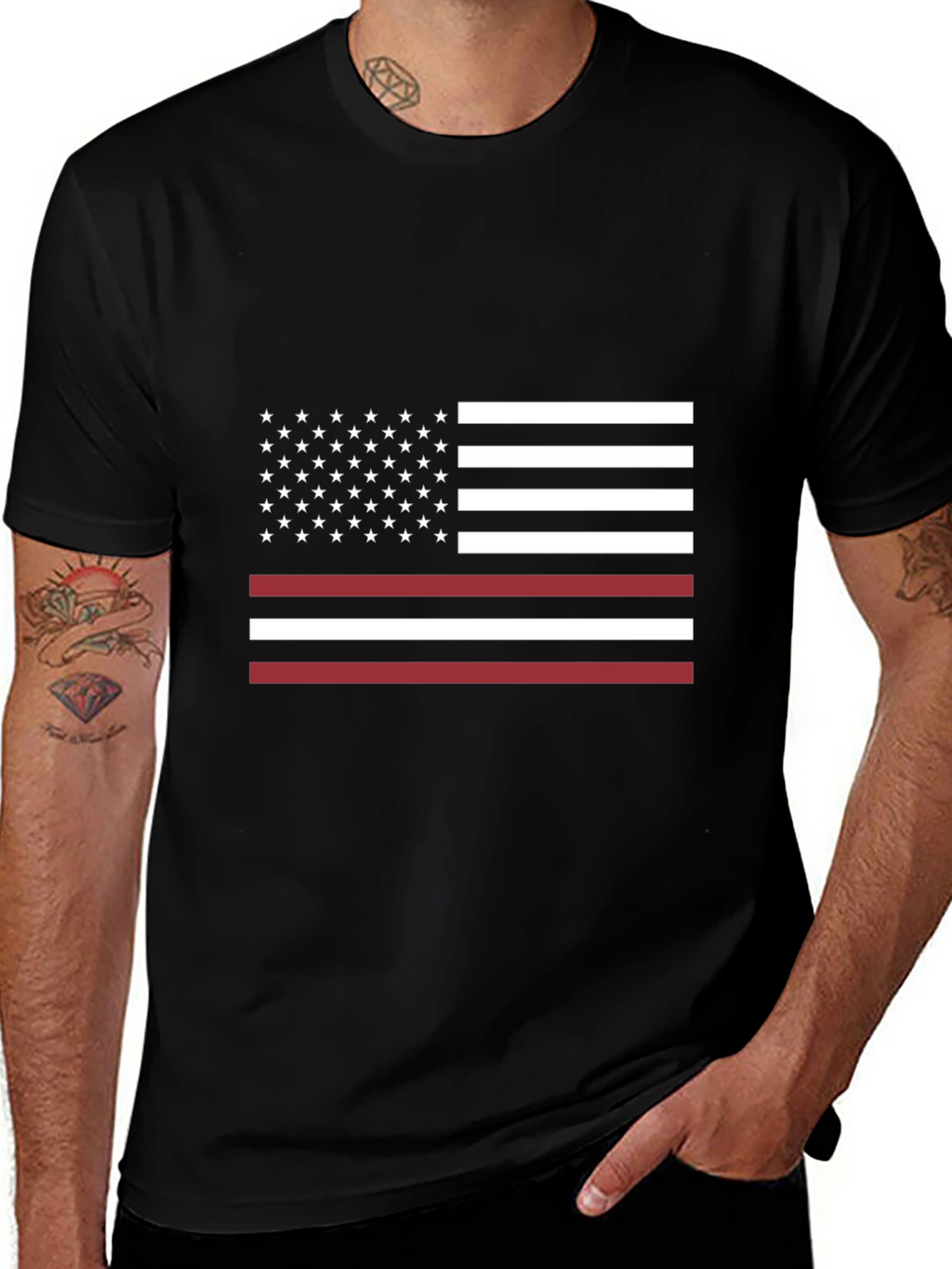 Thin Red Line American Flag Graphic T-Shirt
