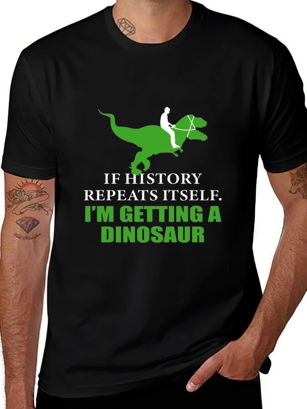 History Repeats Dinosaur T-Shirt Funny Graphic Tee