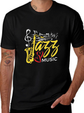 Jazz Music Saxophone Graphic Black T-Shirt