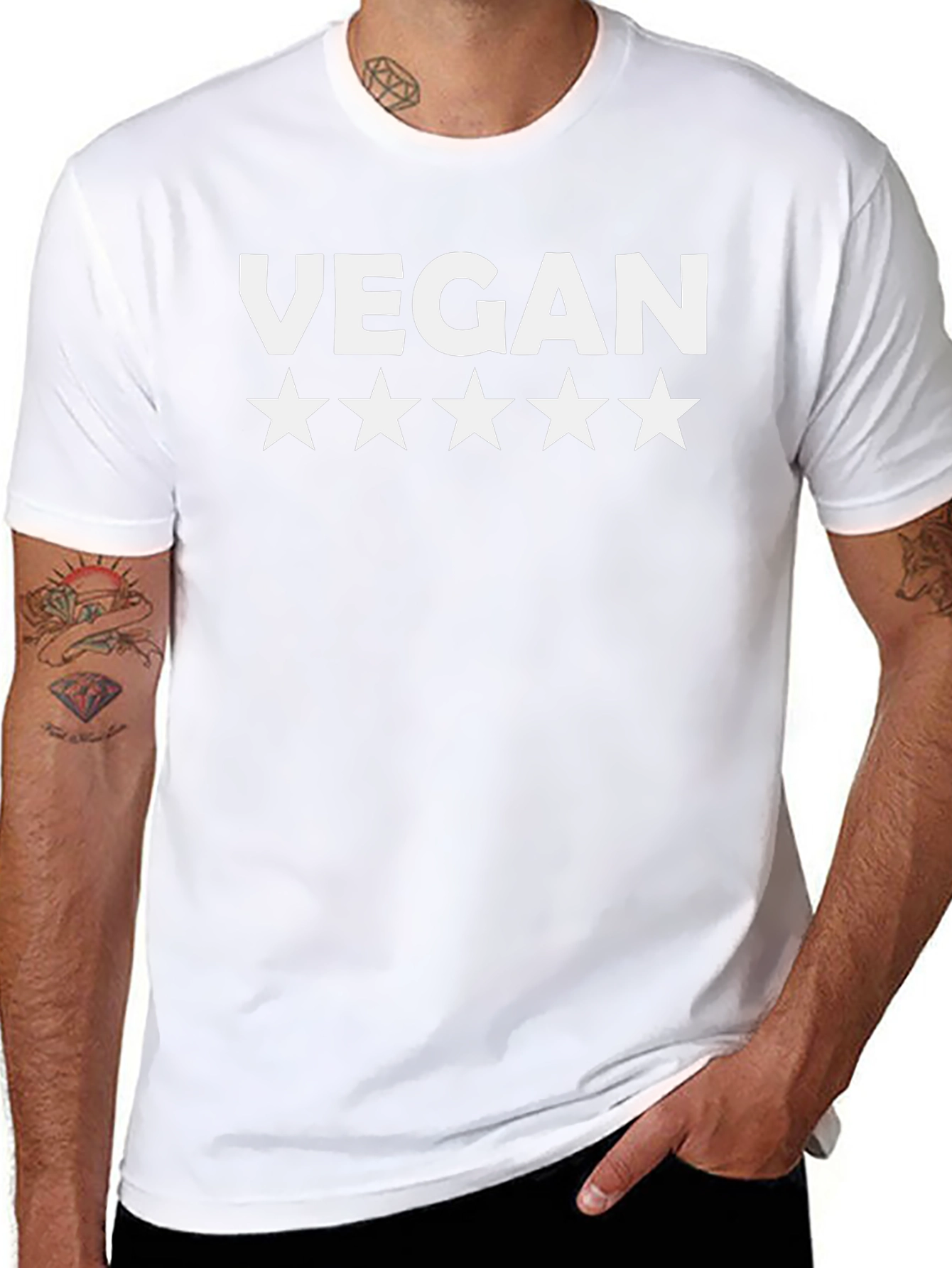 Vegan Five Star Tee - Stylish Black T-Shirt