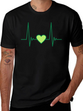 Heartbeat Love Heart T-Shirt - Black
