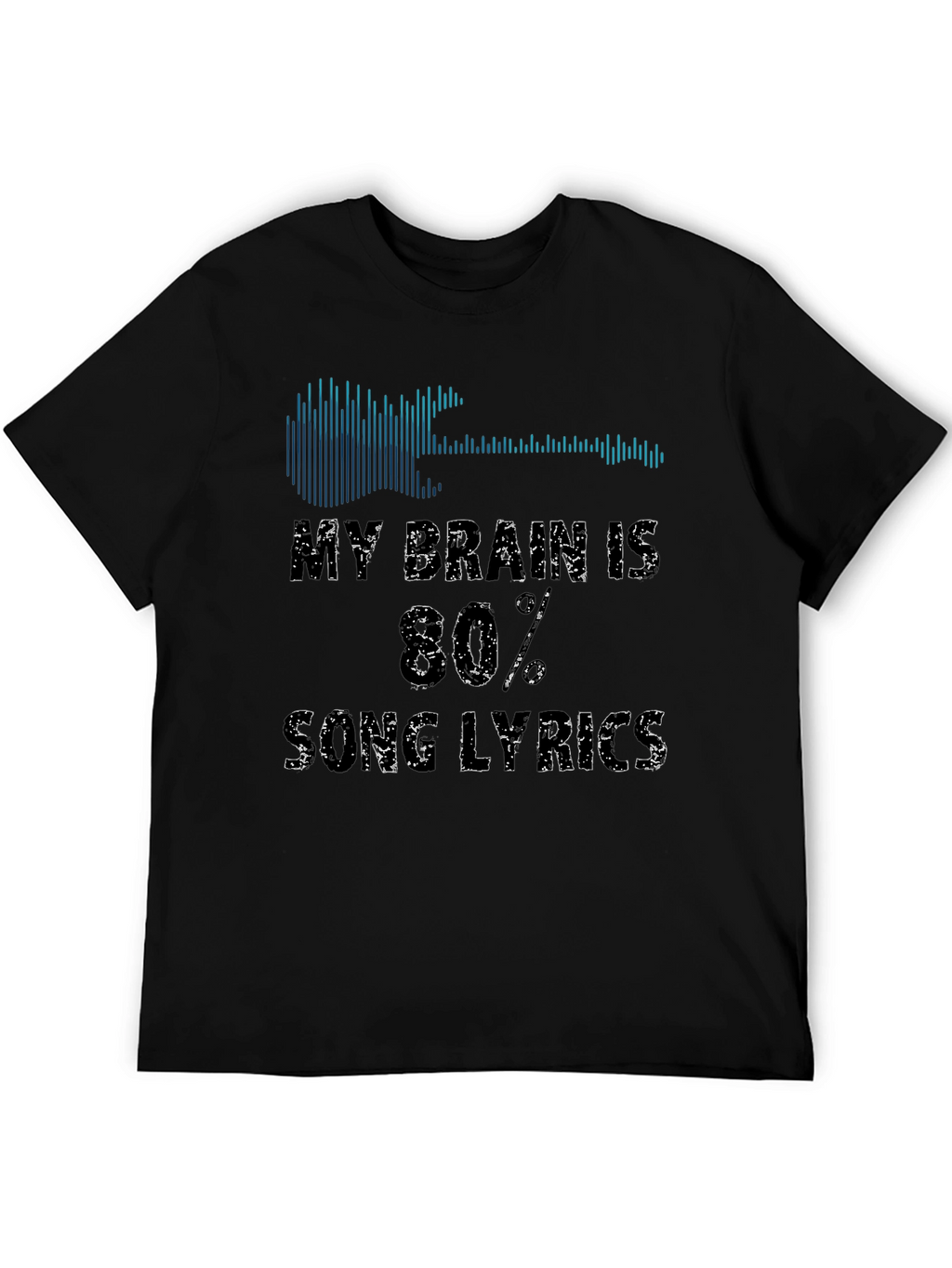 Song Lyrics Graphic Tee - Guitar & Soundwave Design