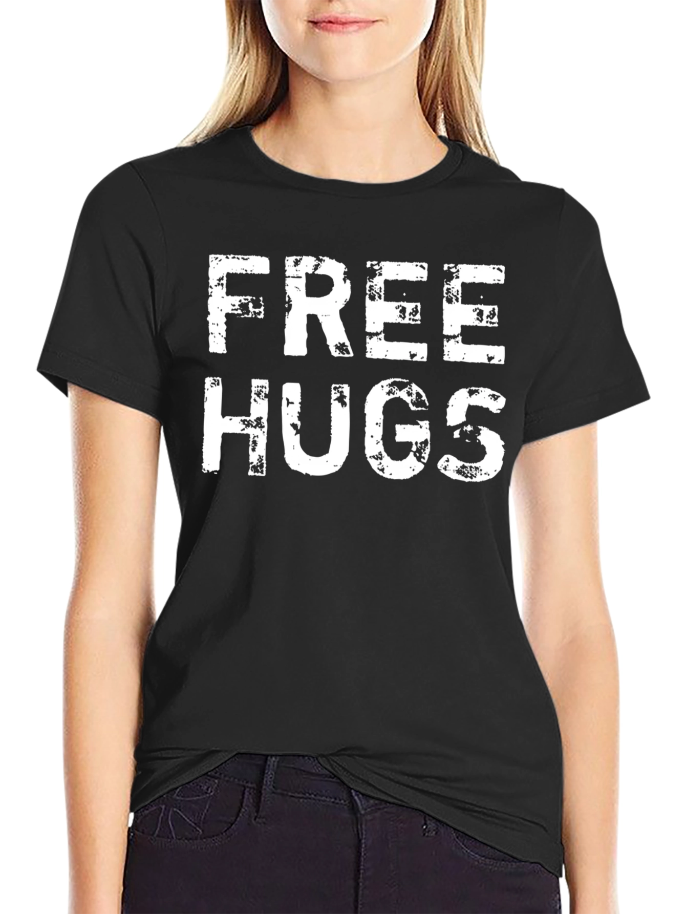 Free Hugs Graphic Tee - Distressed Print