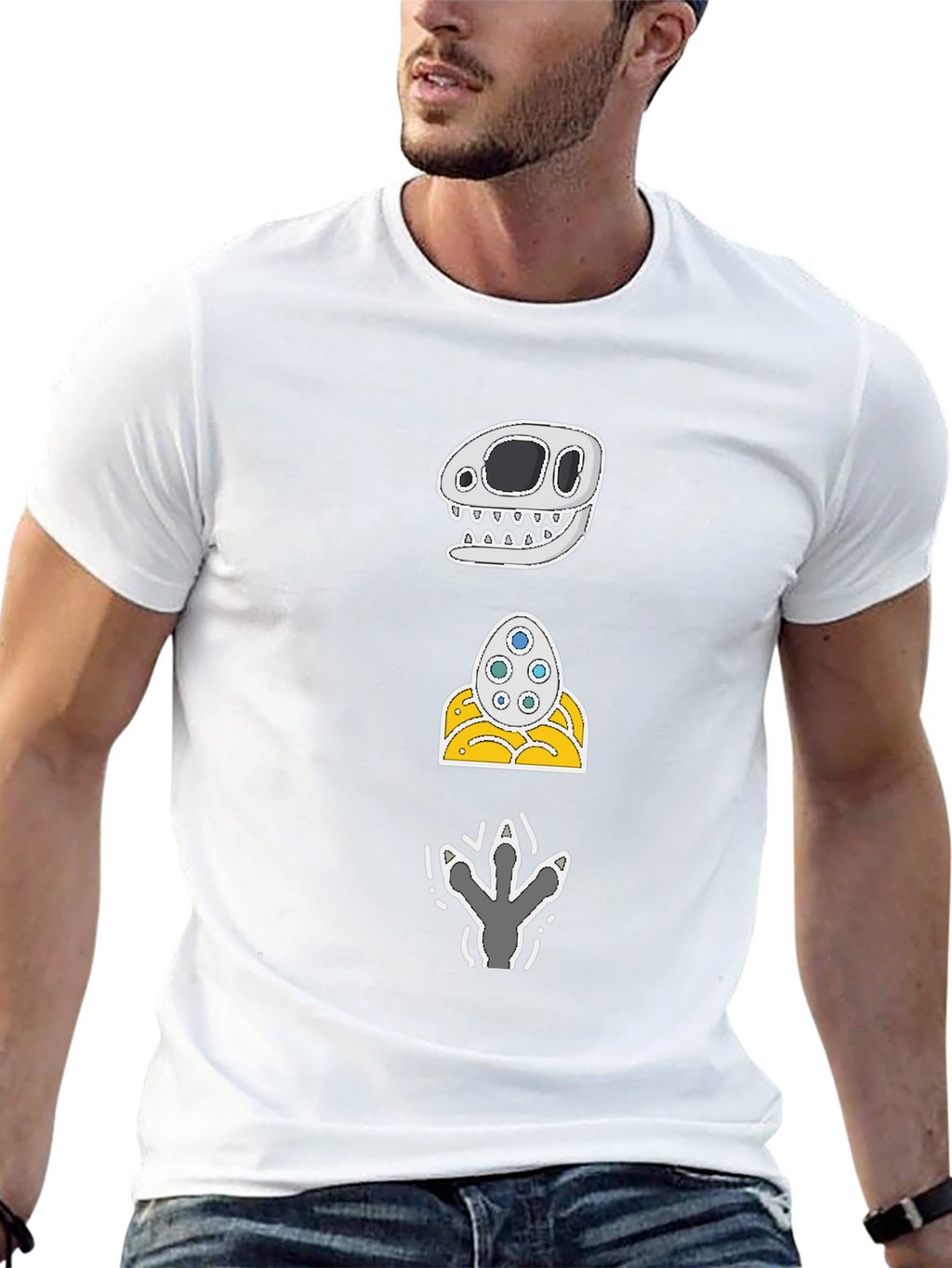 Dino Skull Egg Footprint Graphic Tee