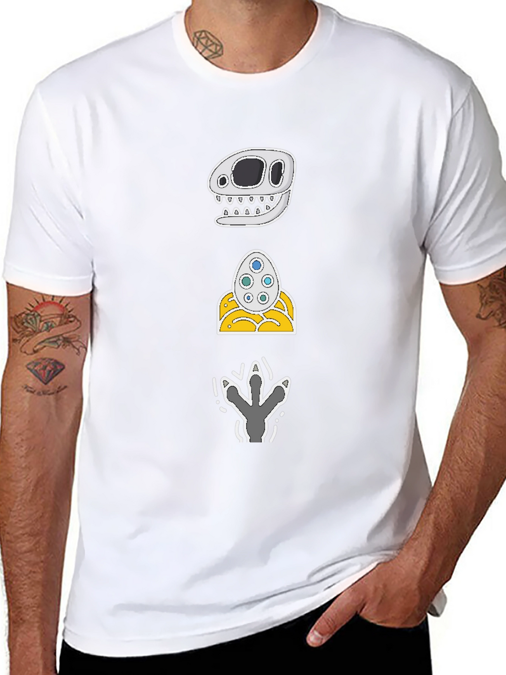 Dino Skull Egg Footprint Graphic Tee
