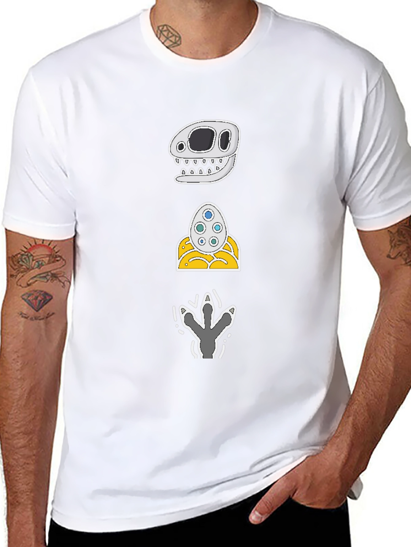 Dino Skull Egg Footprint Graphic Tee