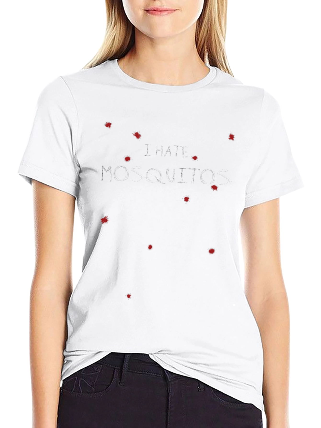 Modern Black Tee with Red Splatter Design