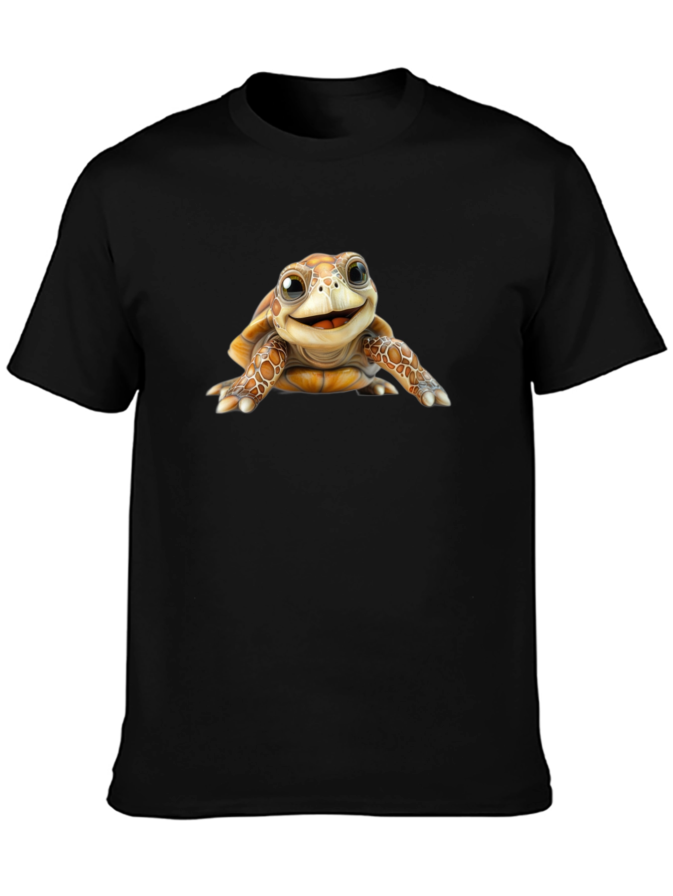 Cute Turtle Graphic Black T-Shirt
