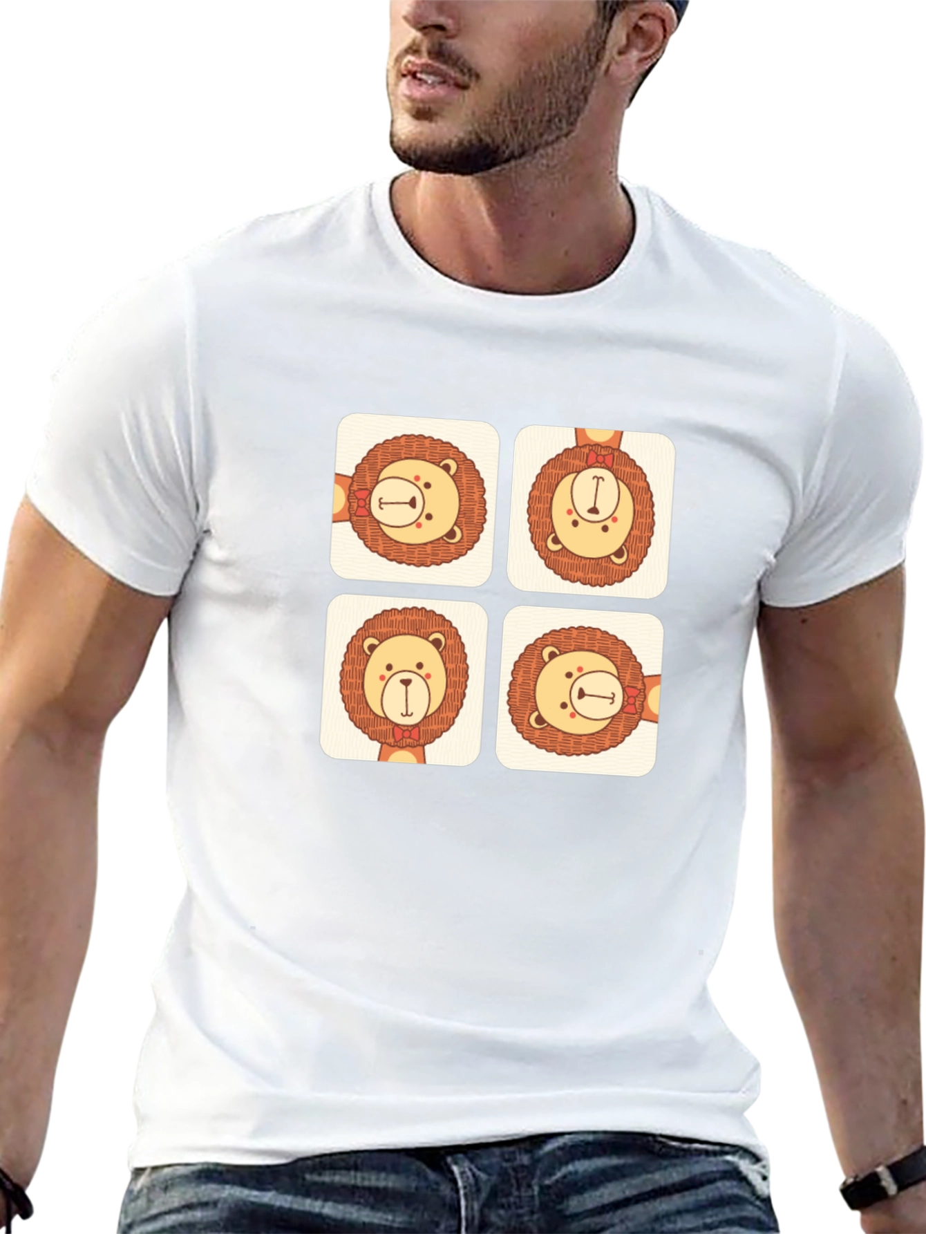 Lion Pattern T-Shirt - Cute Graphic Tee