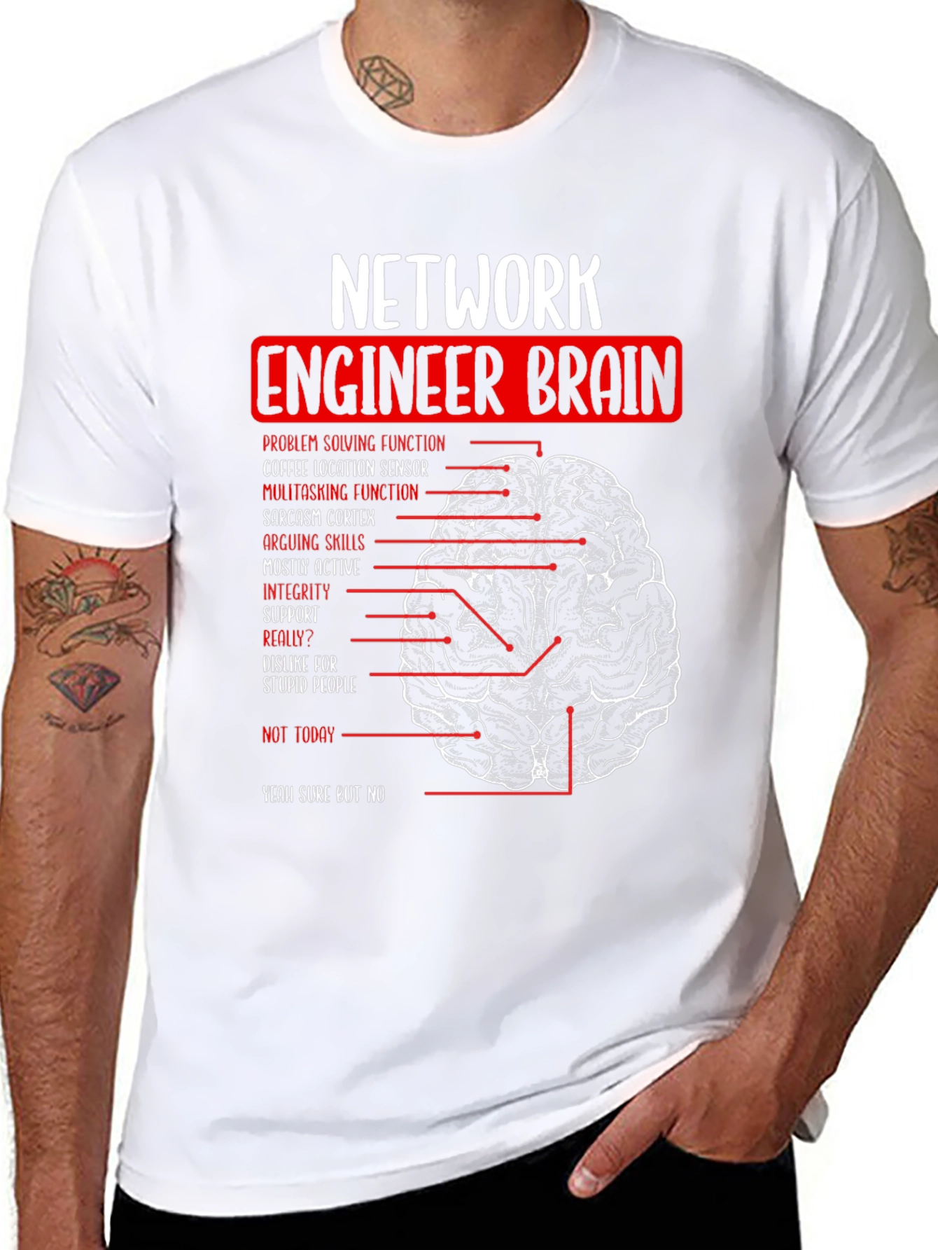 Network Engineer Brain T-Shirt - Funny Tech Gift