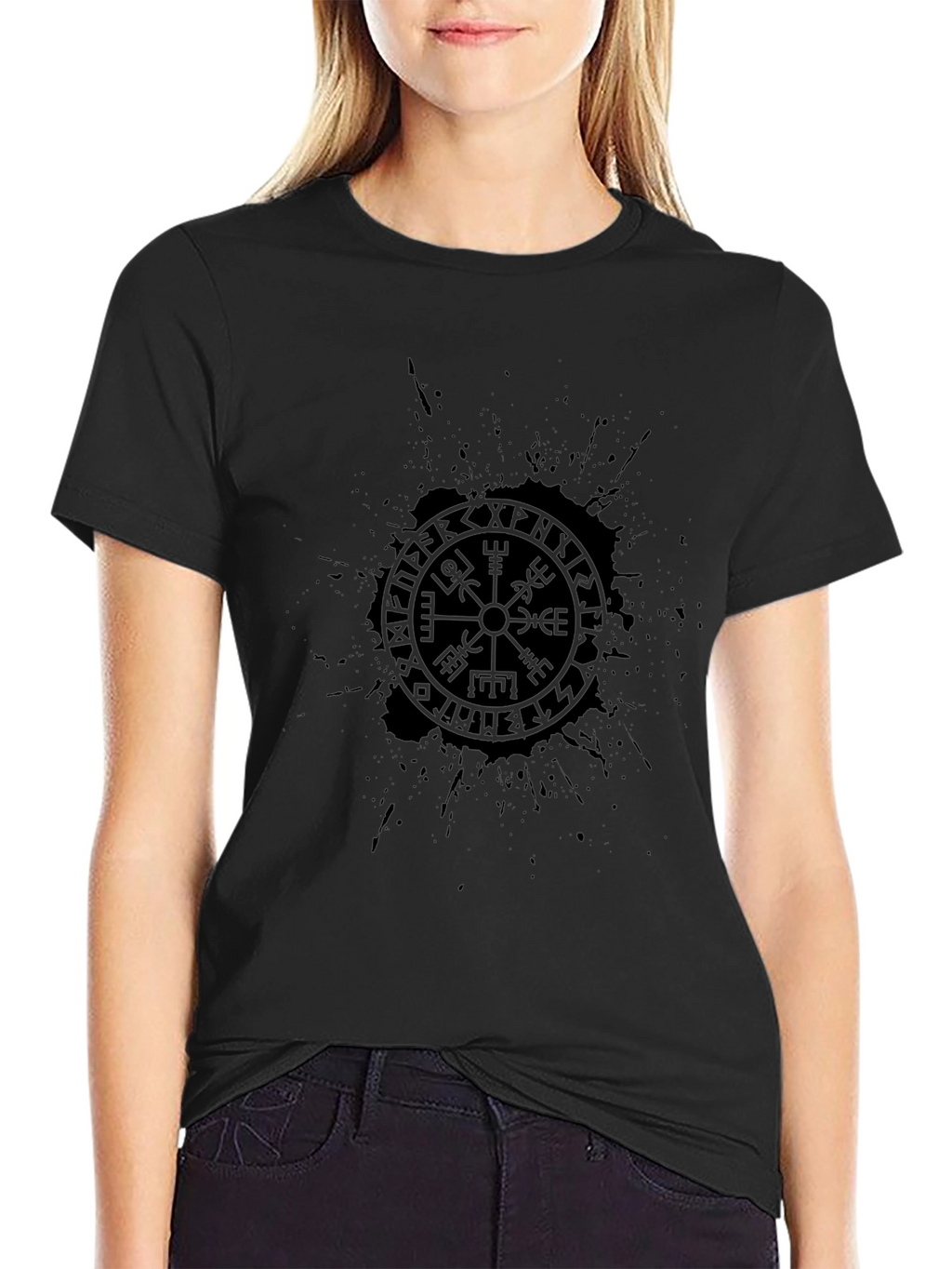 Black Viking Compass Graphic T-Shirt