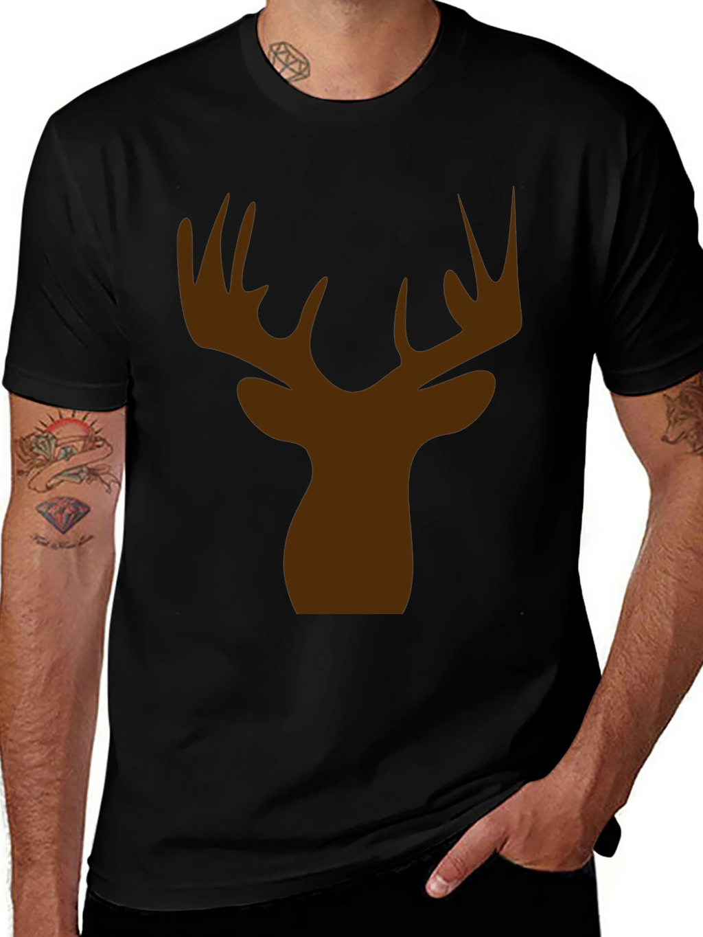 Deer Head Silhouette Graphic Tee