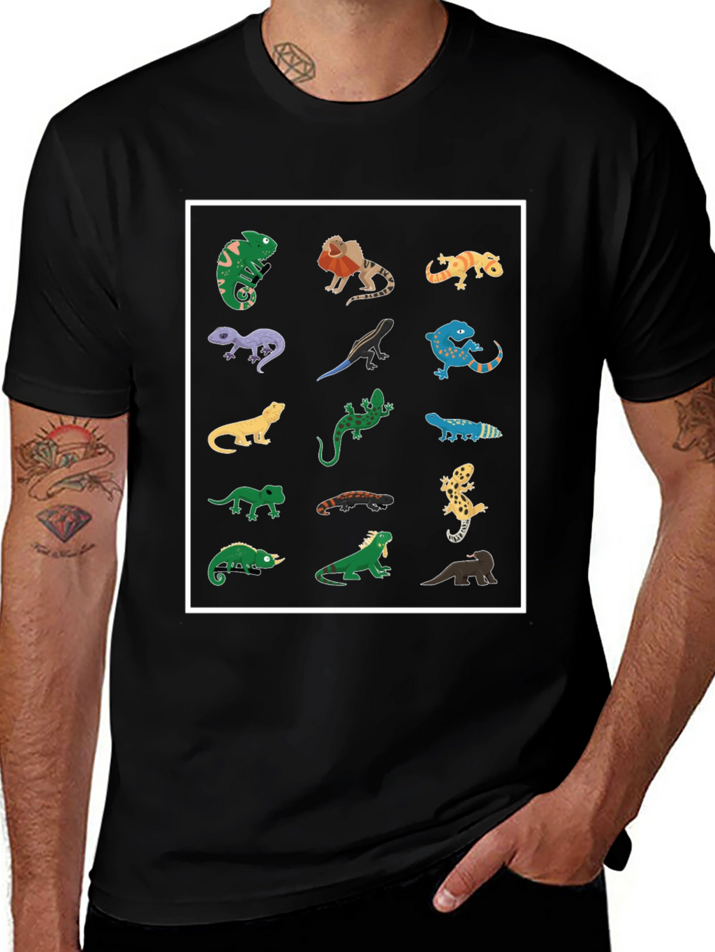 Lizard Print Black T-Shirt
