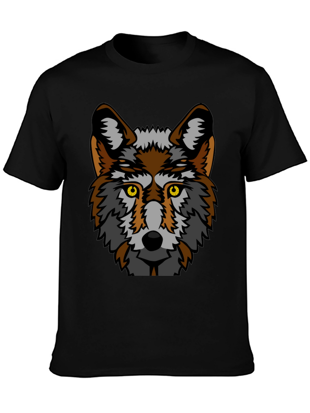 Black Wolf Graphic Tee - Bold Animal Print