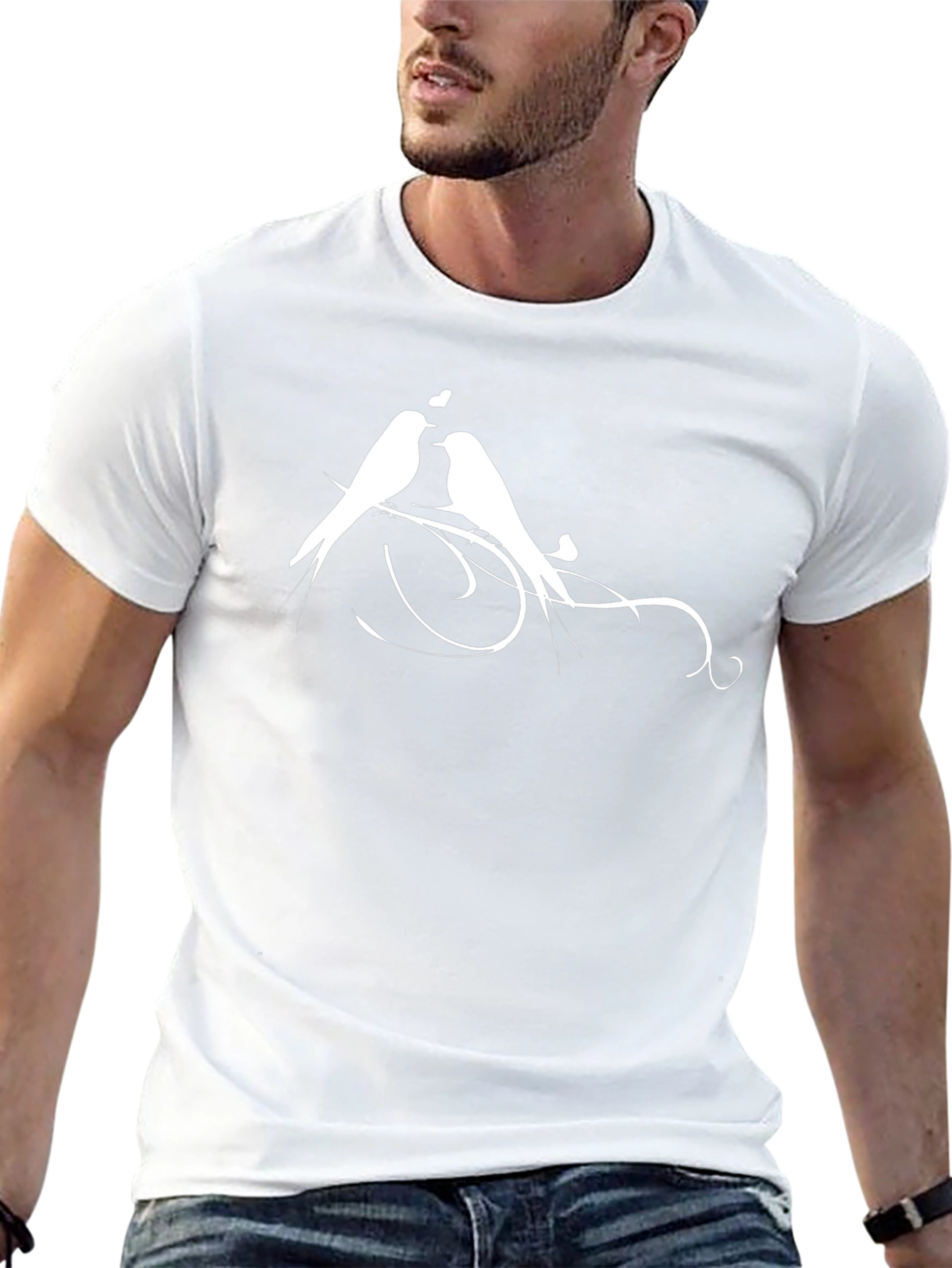Lovebirds Graphic Tee - Black Cotton Blend Shirt