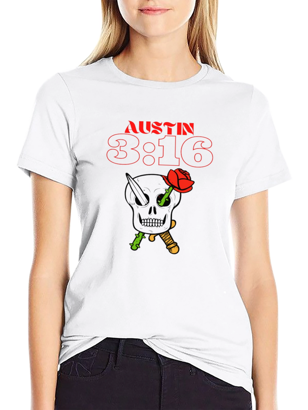 Austin 3:16 Skull Rose Graphic Tee