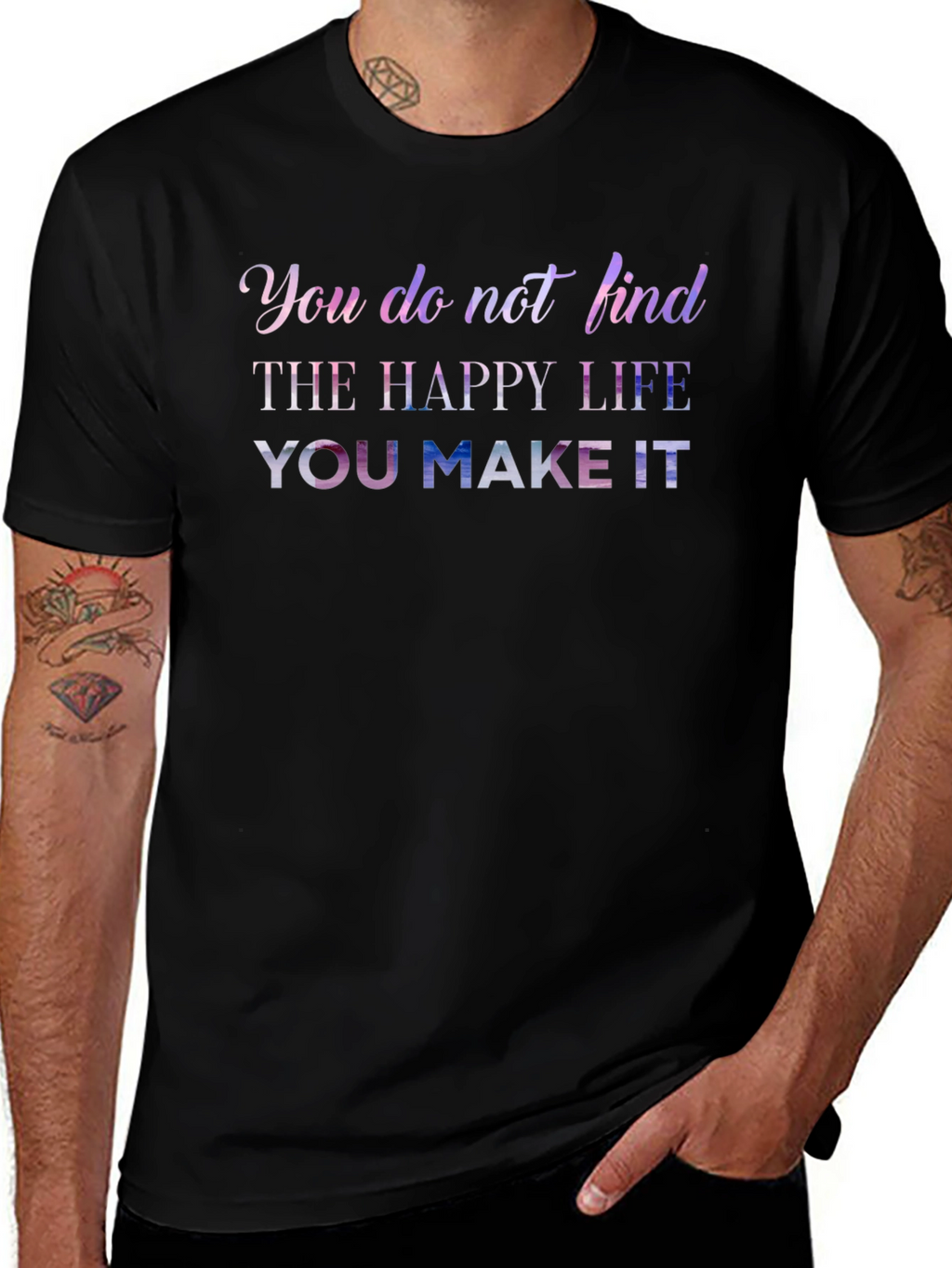 Inspirational Graphic Print Black T-Shirt