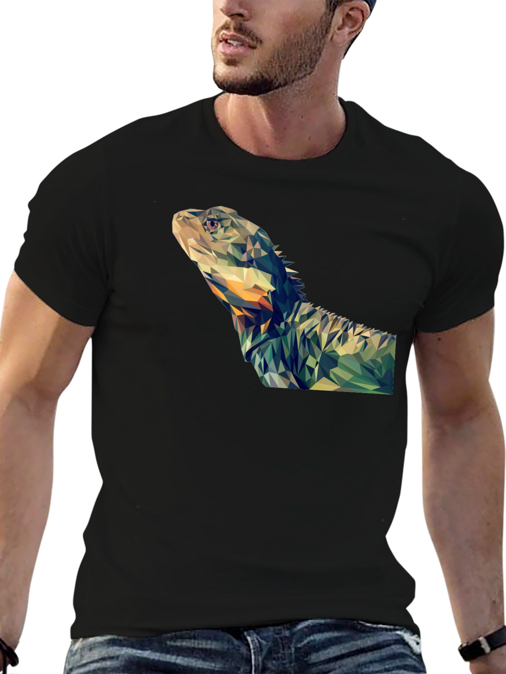 Geometric Lizard Graphic T-Shirt - Modern Poly Art Tee