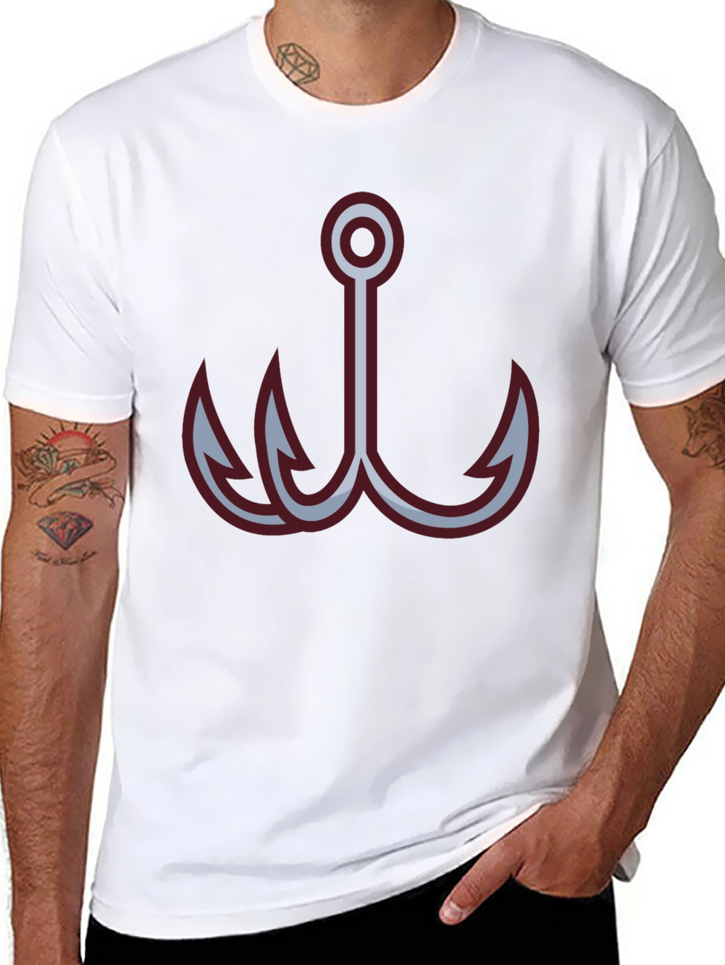 Black Fishing Hook Graphic Tee