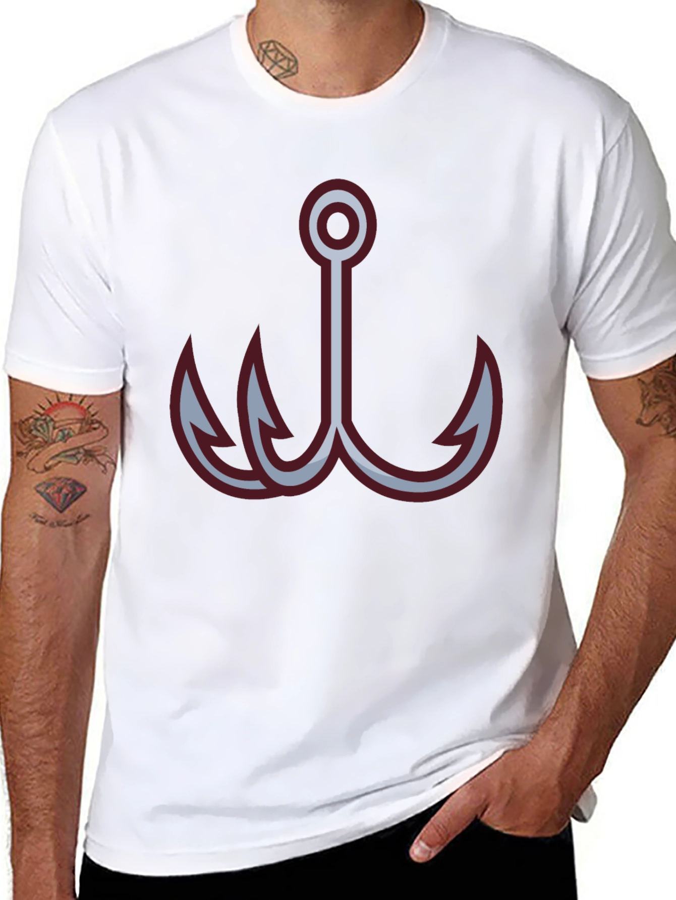 Black Fishing Hook Graphic Tee