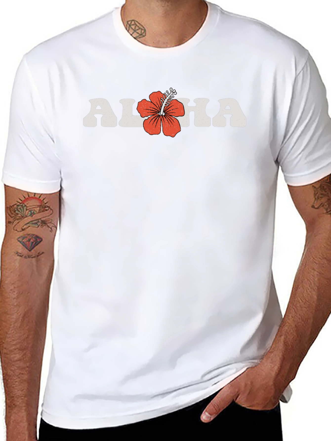 Retro Aloha Graphic Tee - Tropical Hibiscus Design