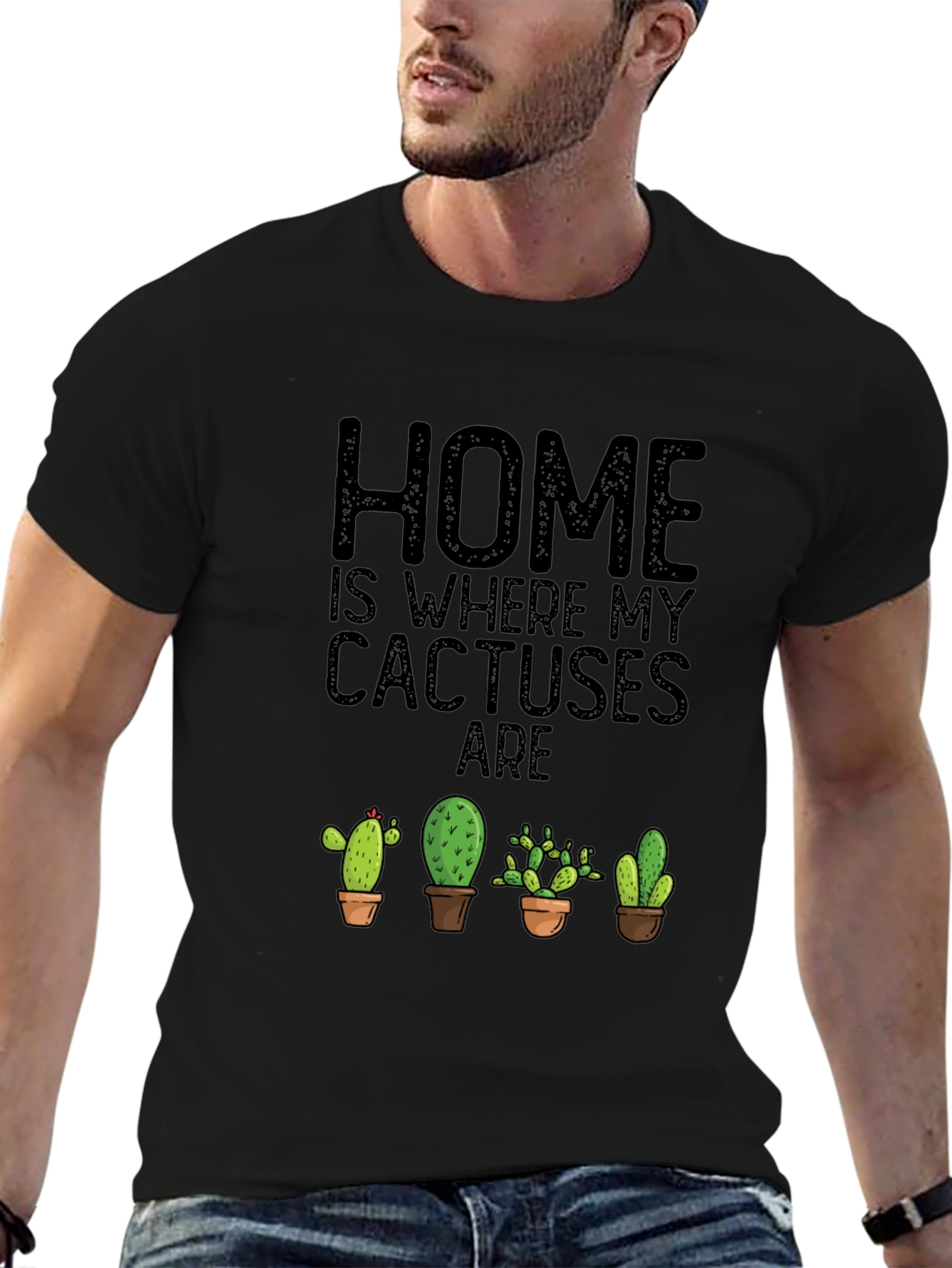 Cactus Lover Black T-Shirt