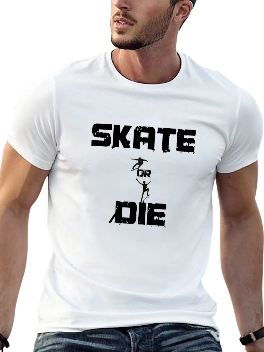Skate Or Die Graphic Print Black T-Shirt