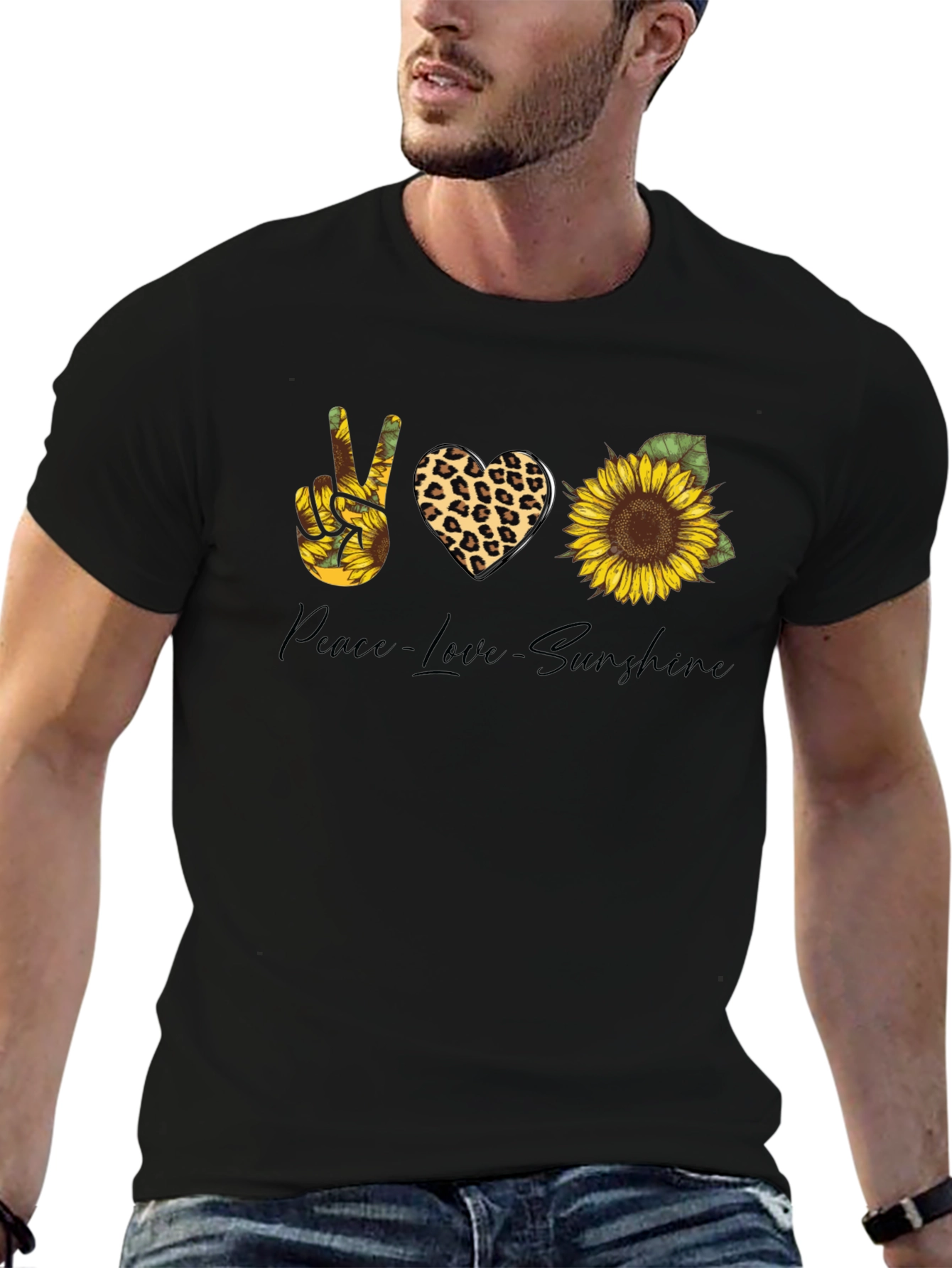 Peace Love Sunshine Sunflower Graphic Tee