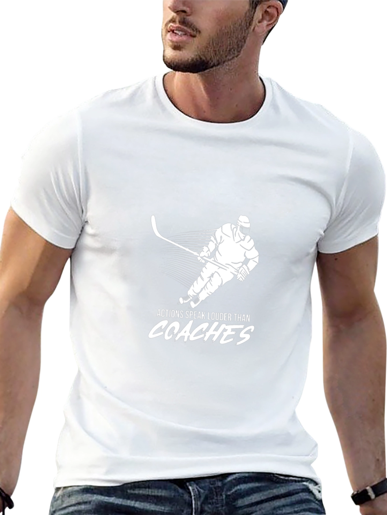 Hockey Player T-Shirt - Actions Speak Louder Than Coaches