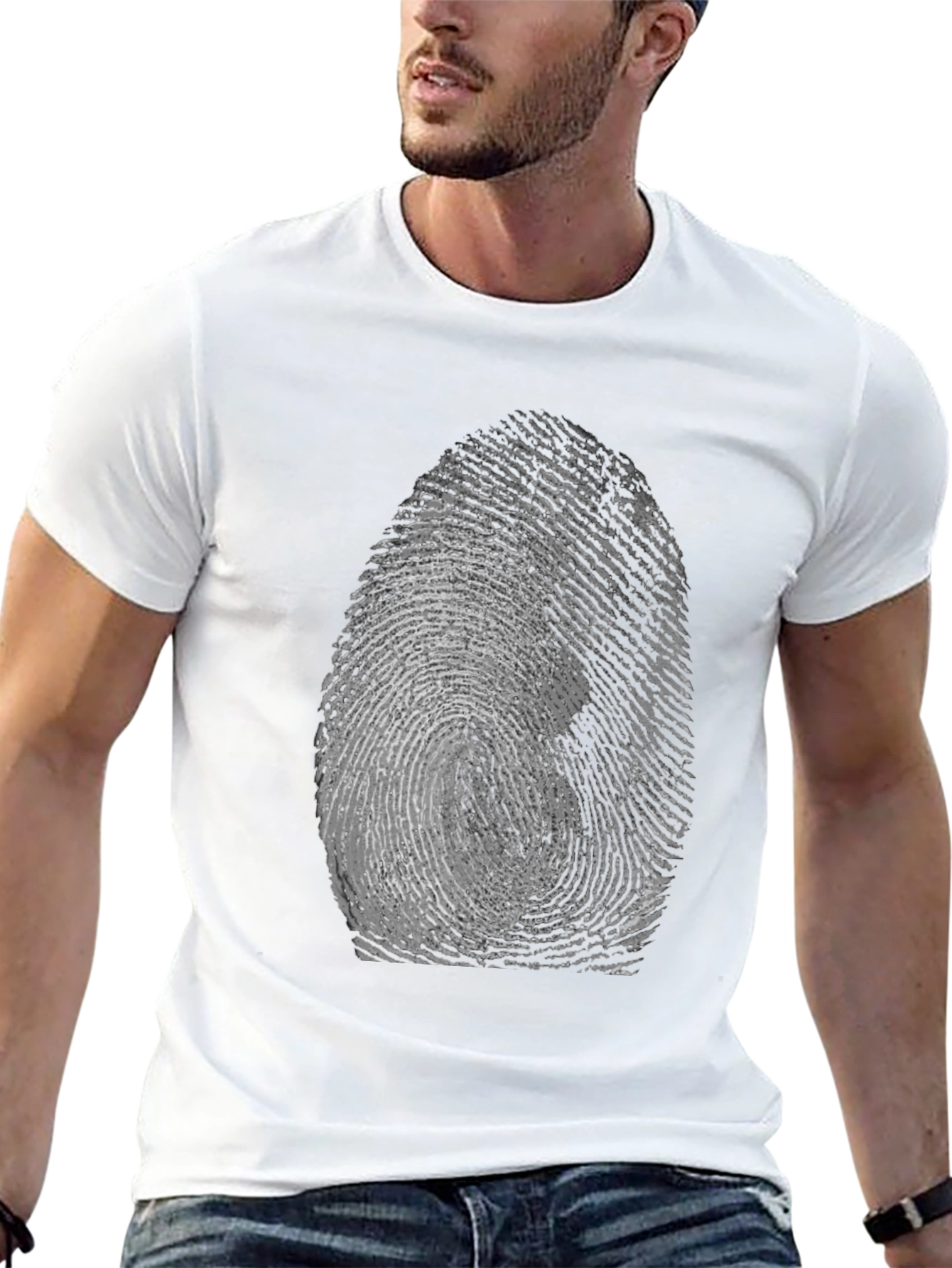 Fingerprint Graphic Tee - Unique Black T-Shirt
