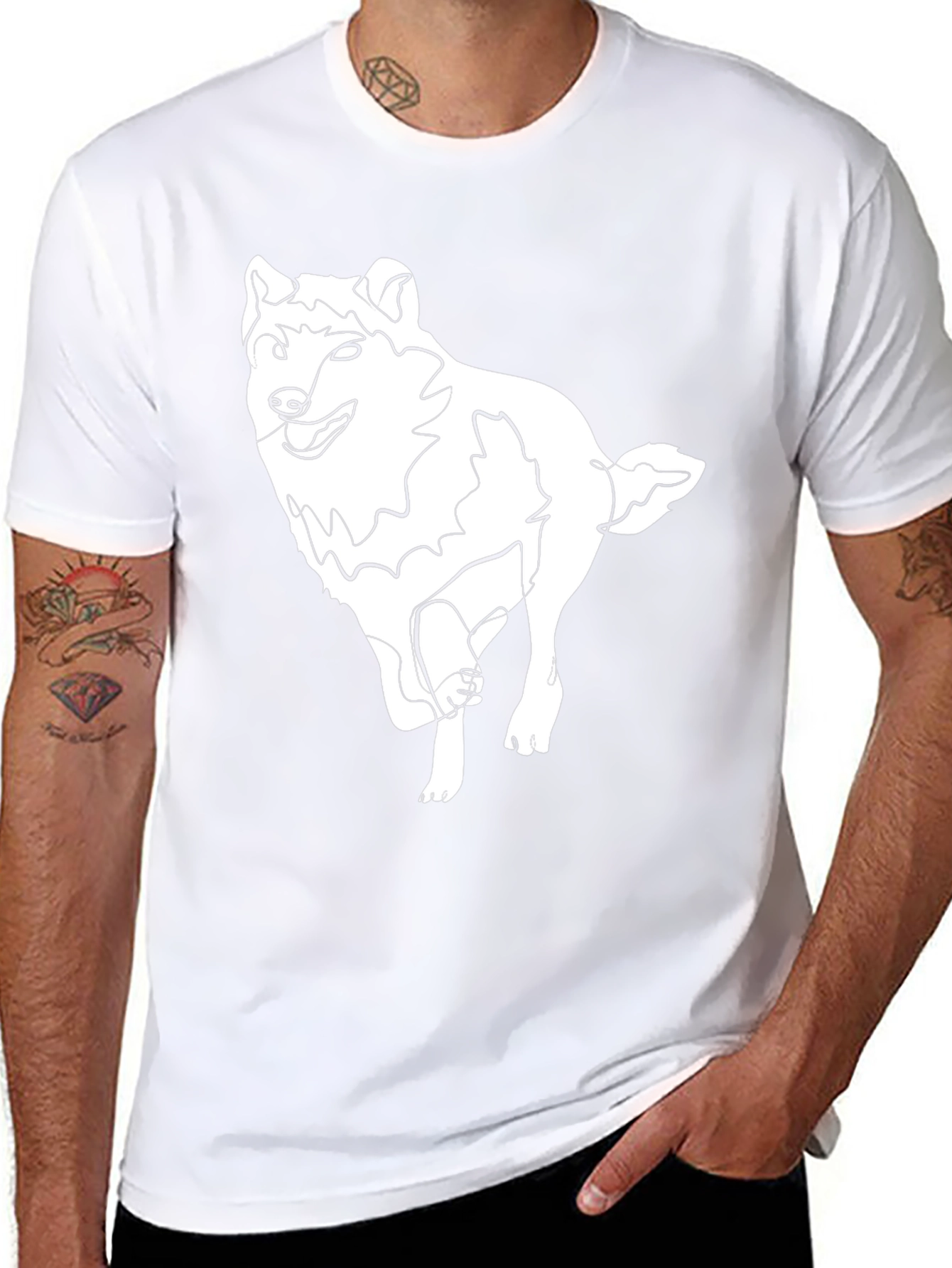 Abstract Wolf Graphic Tee - Black Cotton T-Shirt