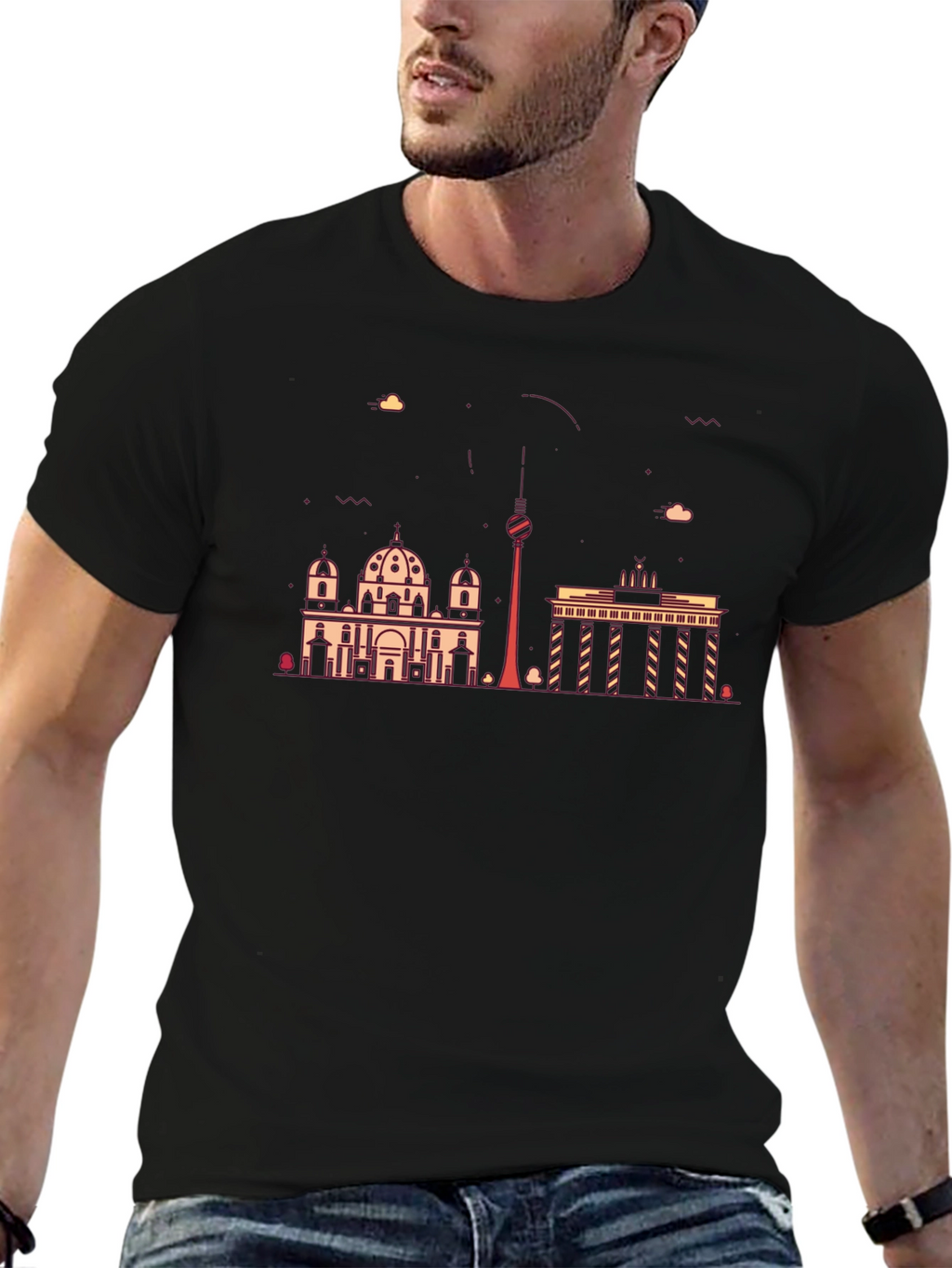 Berlin Skyline Black Graphic Tee