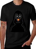 Penguin Graphic Tee - Black Cotton T-Shirt