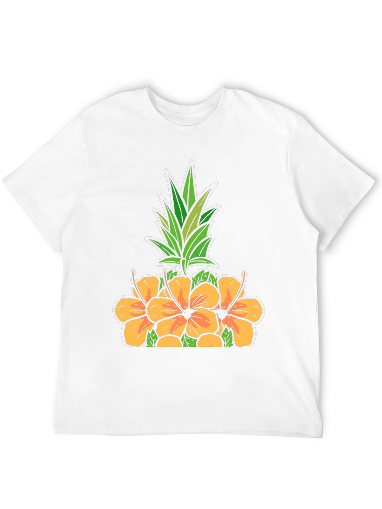 Tropical Pineapple & Hibiscus Graphic T-Shirt