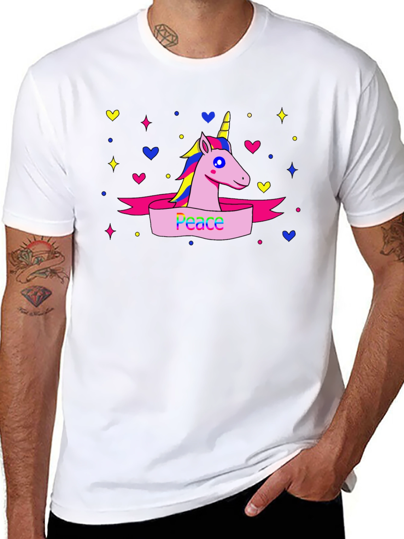 Peace Unicorn Graphic T-Shirt - Black