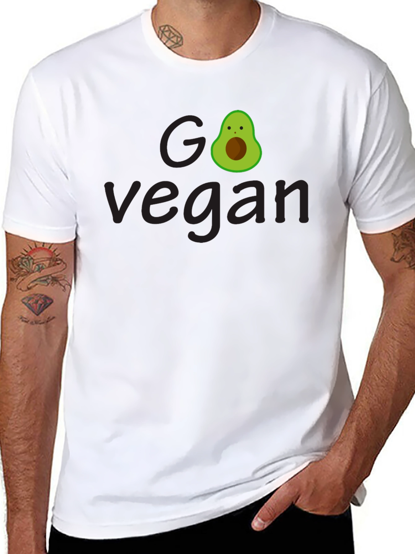 Go Vegan Avocado Tee - Unisex Black T-Shirt