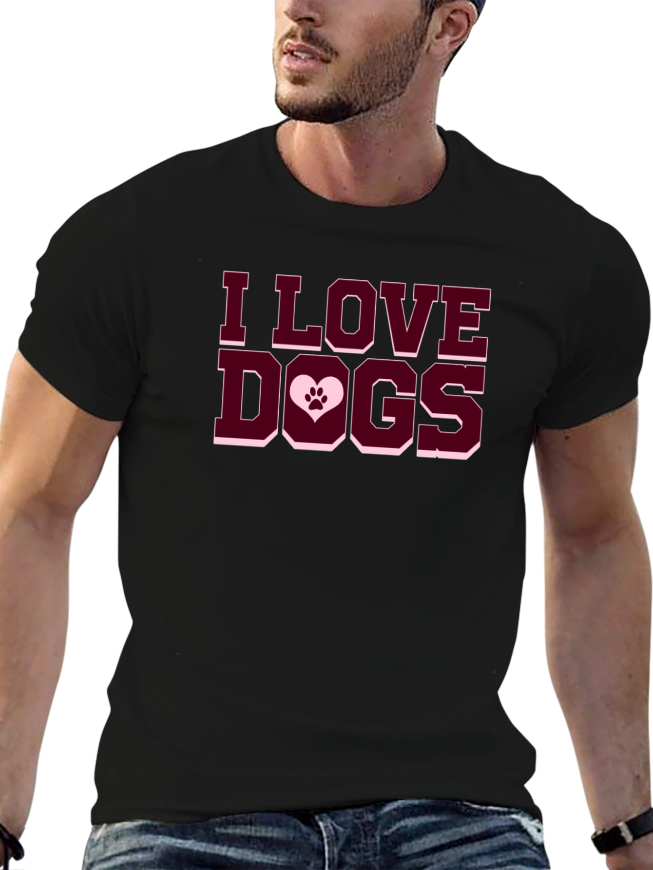 I Love Dogs T-Shirt - Paw Print Heart