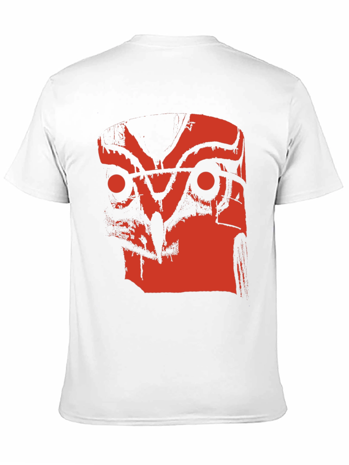 Abstract Red Owl Graphic Print Black T-Shirt
