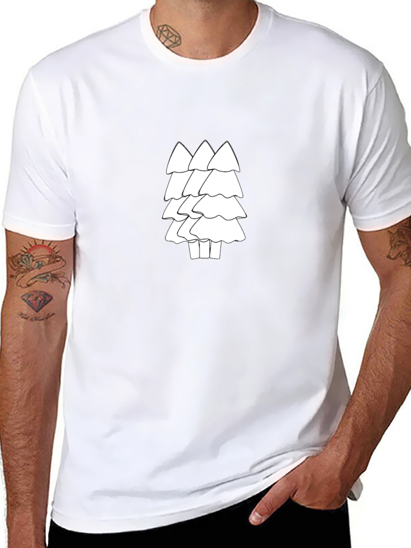 Modern Trees Black T-Shirt