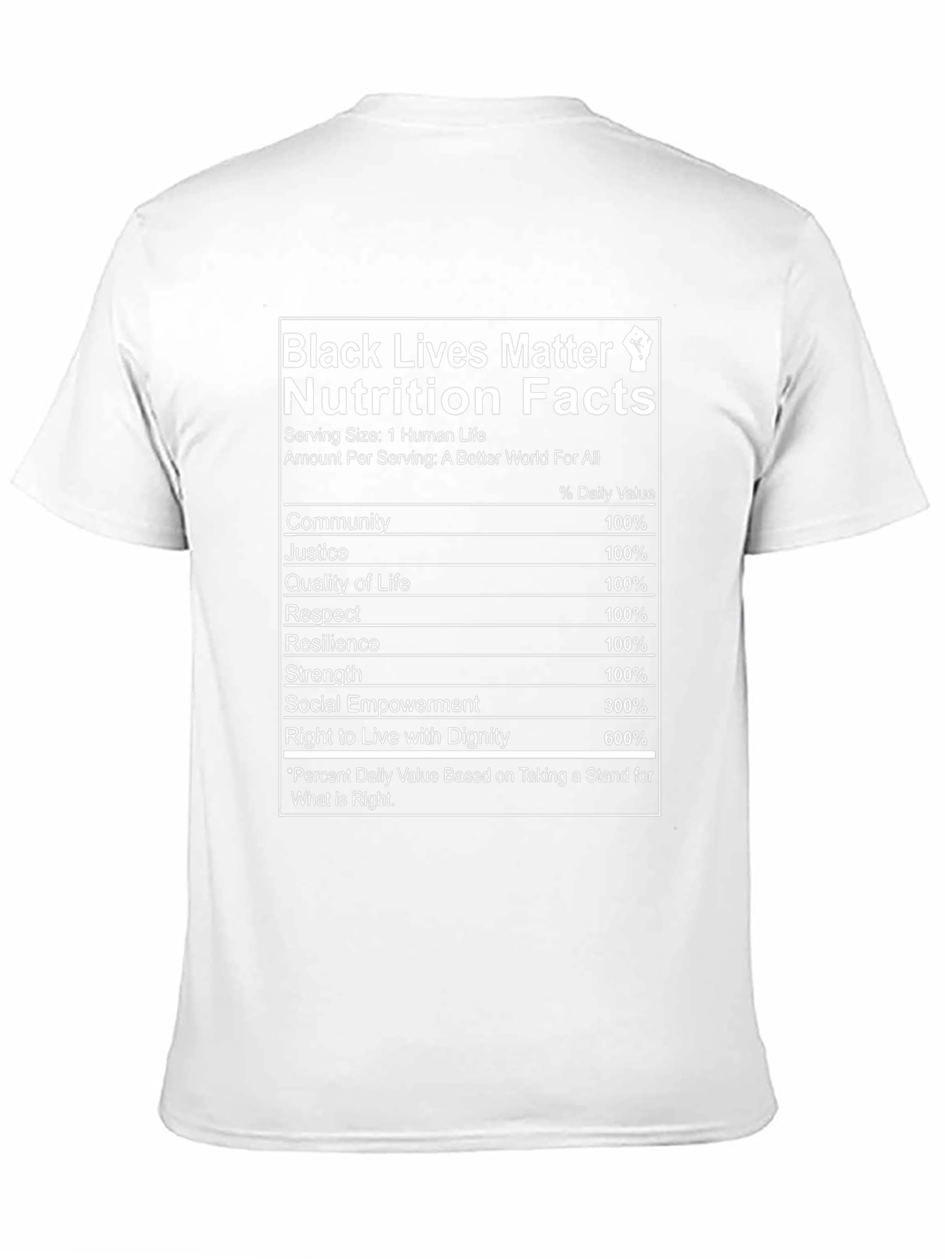 Black Lives Matter Nutrition Facts T-Shirt