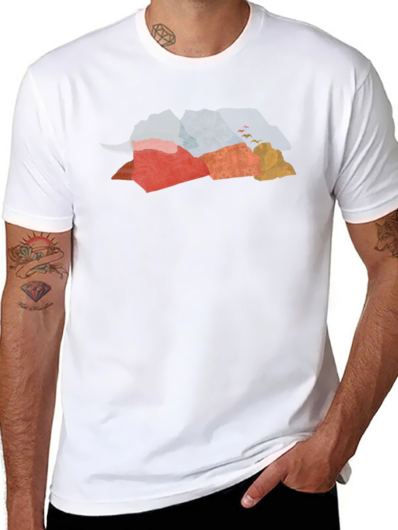 Abstract Mountain Graphic Tee - Black