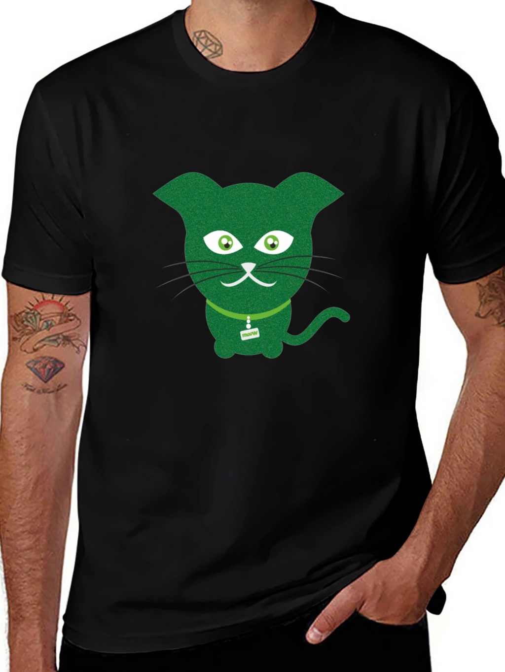 Green Cat Graphic Tee - Fun & Quirky