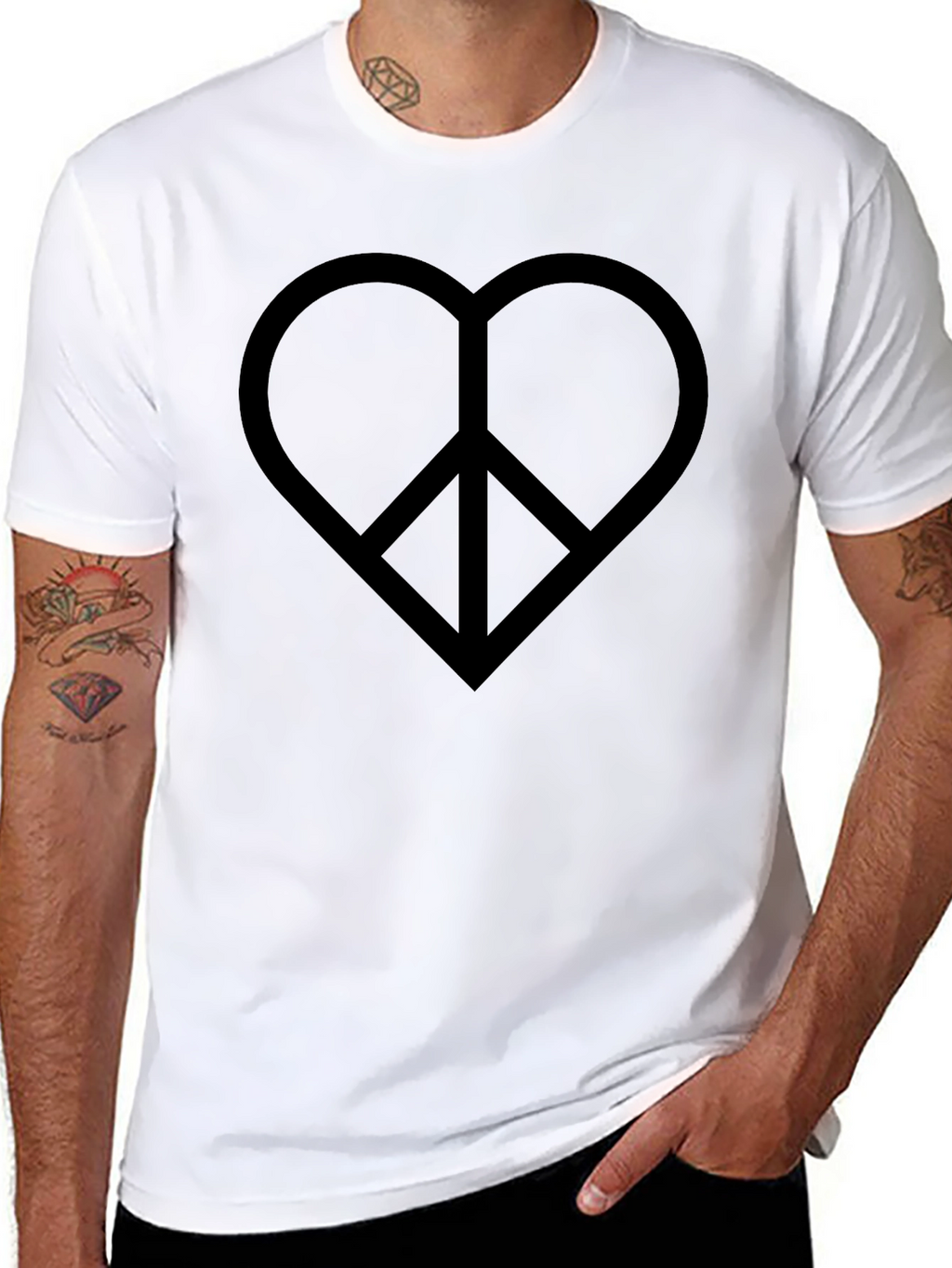 Heart Peace Sign Graphic Tee - Black