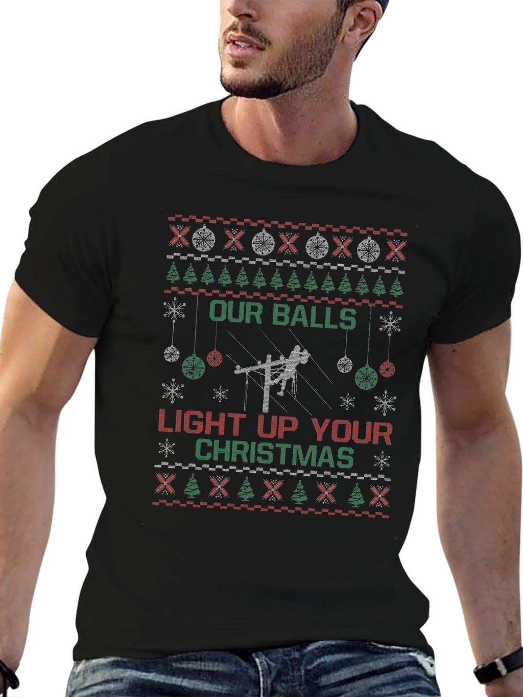 Our Balls Light Up Your Christmas Ugly T-Shirt