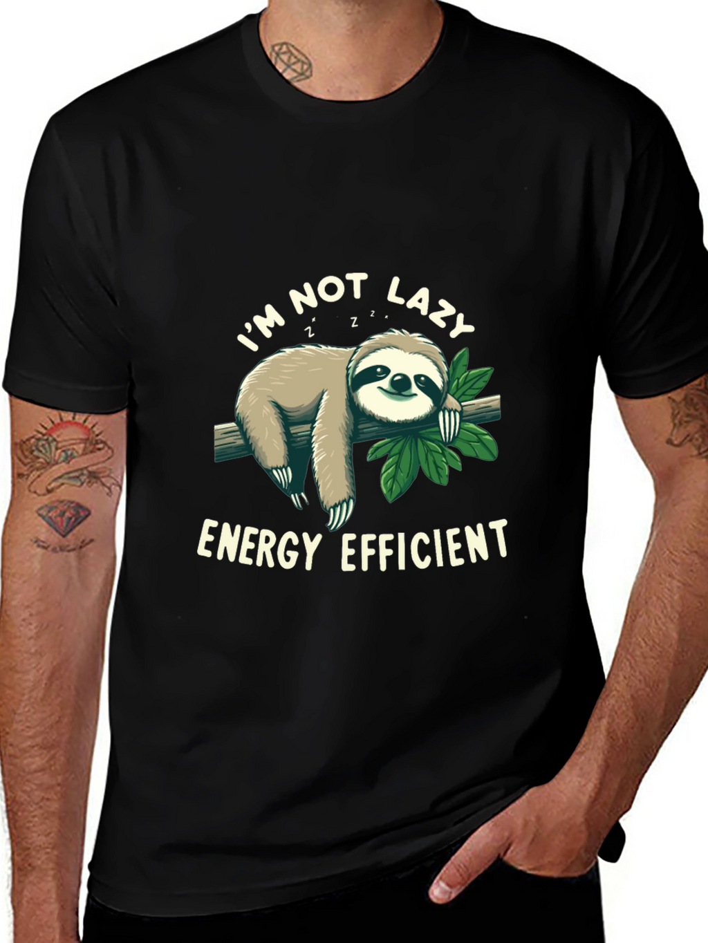 Funny Sloth Energy Efficient Graphic T-Shirt