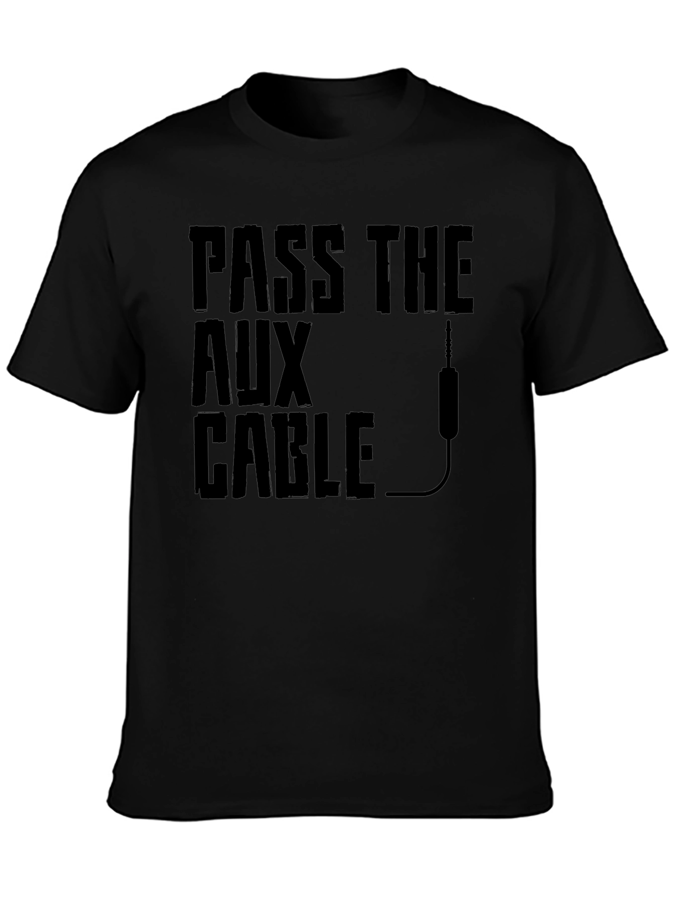 Pass the Aux Cable Graphic T-Shirt - Black