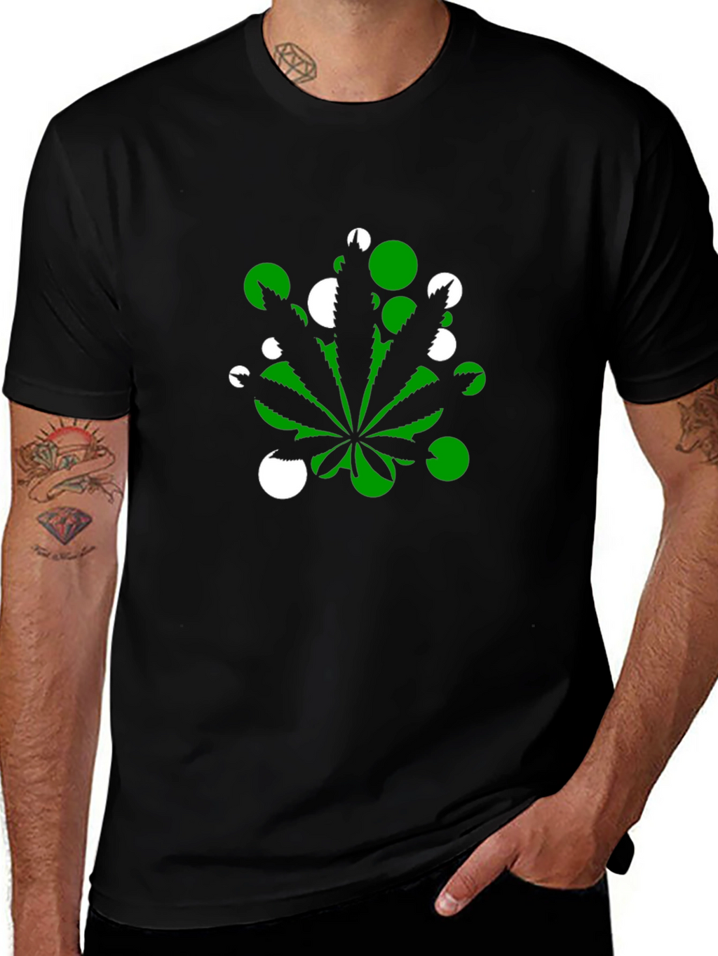 Marijuana Leaf T-Shirt - Green & White