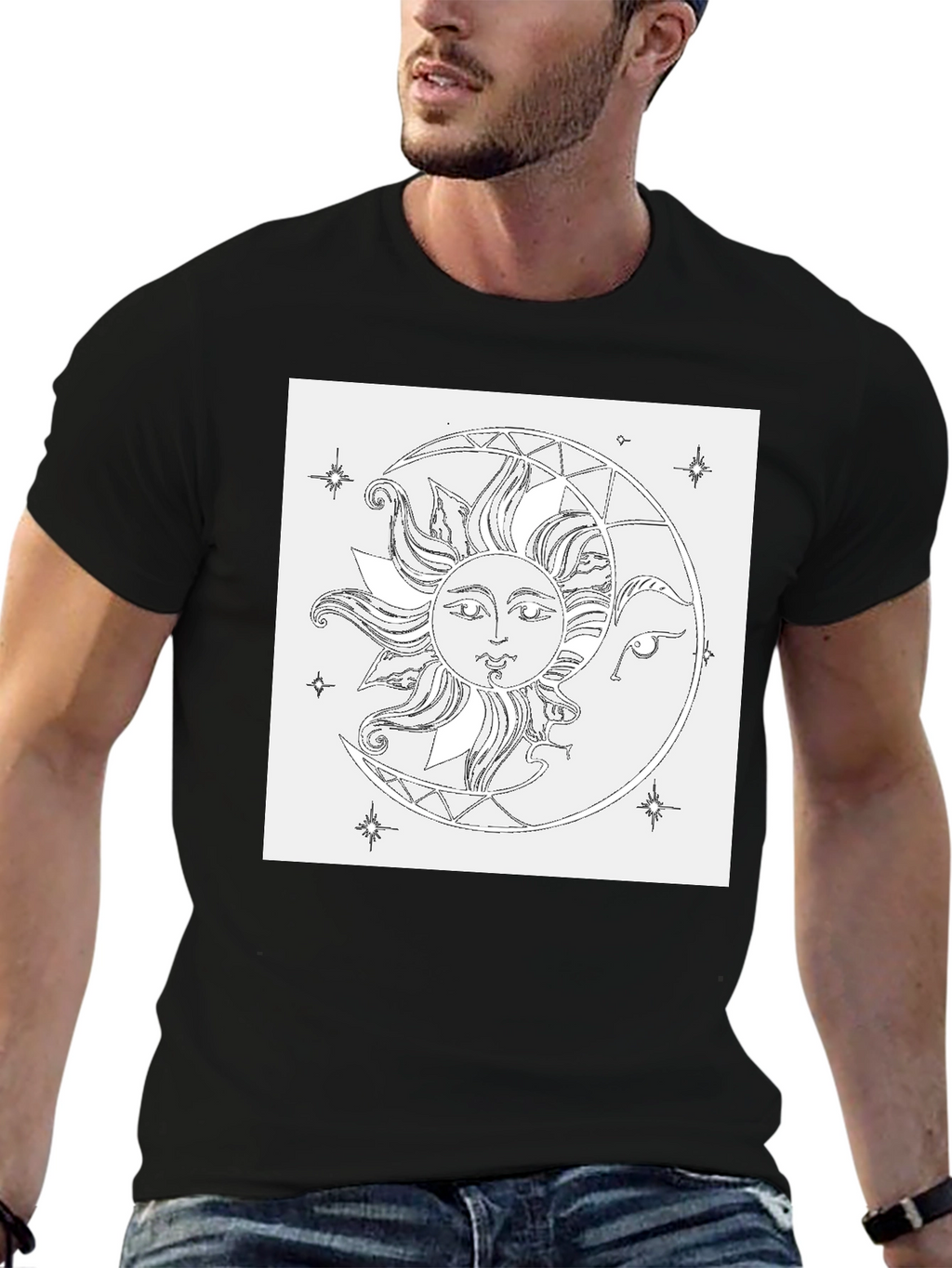 Sun & Moon Graphic Black T-Shirt