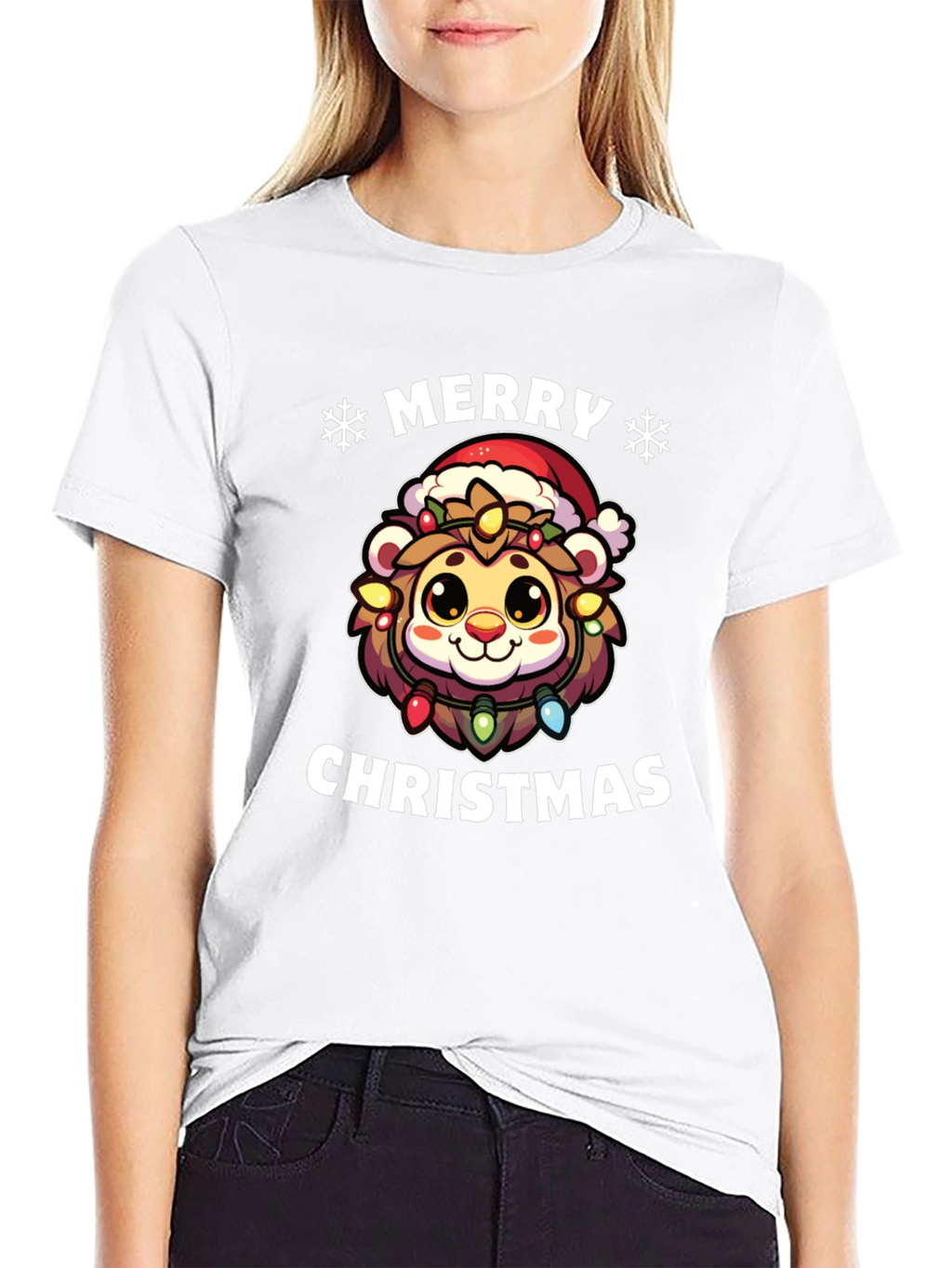 Merry Christmas Lion Graphic T-Shirt