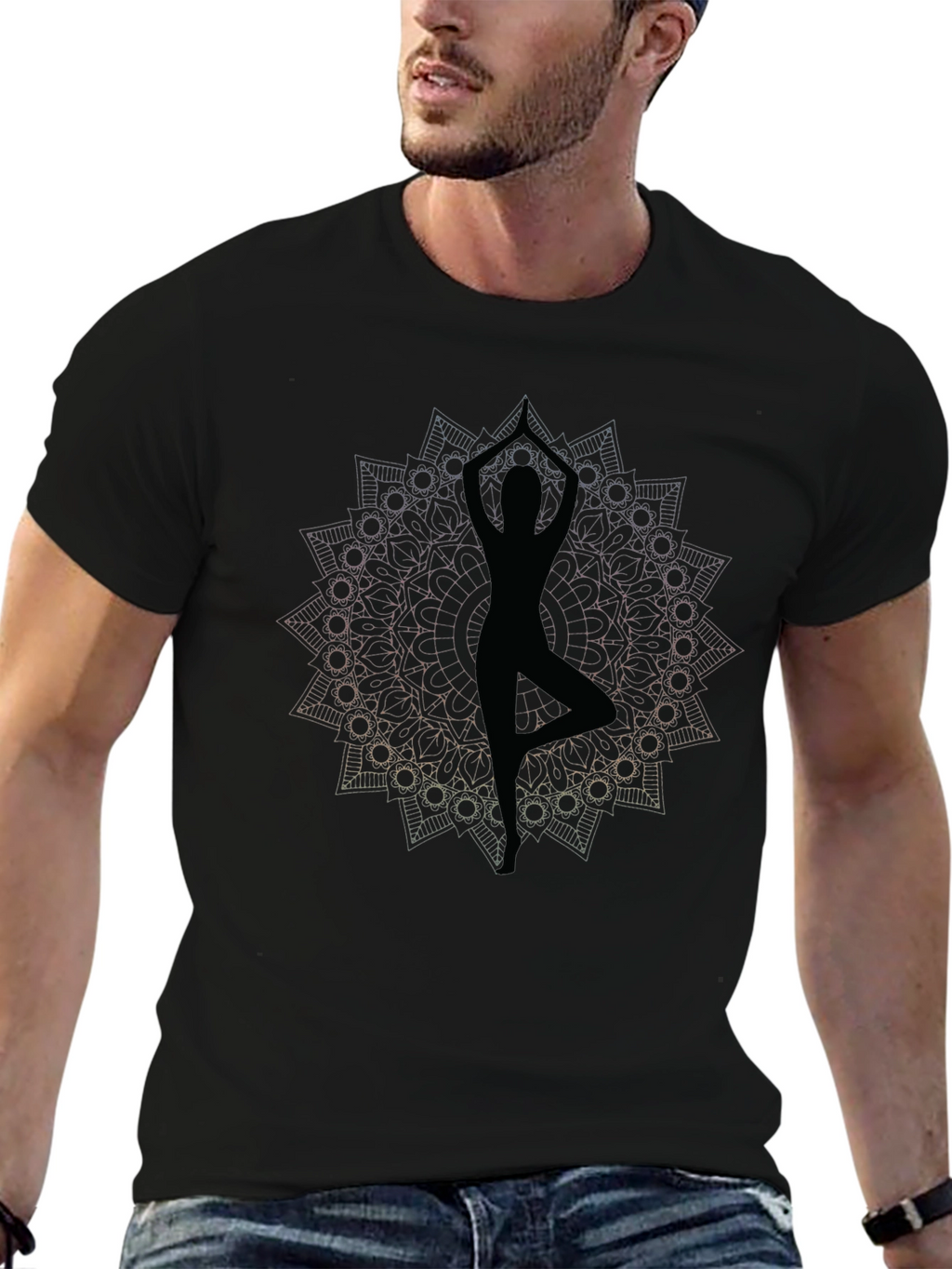 Yoga Mandala Graphic Tee - Mens Black T-Shirt